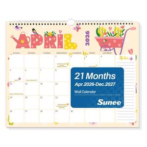 lot 4546 image: SUNEE Wall Calendar 2026-2027- 21 Months Apr.2026 - Dec. 2027, 14.5x11.5 Big Grid Hanging Calendar 2026 with Note for Organizing & Planning, 2026 Wall Calendar with Note, Cute - Retail $10