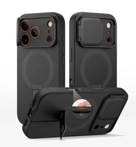 lot 4556 image: SURITCH for iPhone 17 Pro Max Case with Camera Control Cover, Camera Cover and Adjustable Kickstand, Compatible with MagSafe, Shockproof Bumper Protective Cases 6.9 Inch, Black - Retail $37