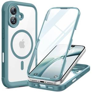 lot 4572 image: Miracase for iPhone 17 Case 6.3, Full-Body Military Grade Drop Protection Outdoor Phone case with Built-in Glass Screen &Camera Control,Easy Installation,No Gap,Compatible with MagSafe, Green - Retail $25