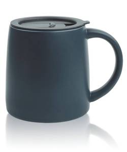 lot 4576 image: LINVIA Classic Mug, 14 oz Large Coffee Mug with Handle, Ceramic Porcelain Tea Cup, Smooth Matte (Sliding Lid, Navy Blue) - Retail $19