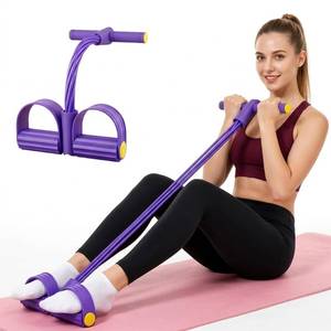 lot 4581 image: Multifunctional Pedal Resistance Band with Handle,468 Tubes for All Weights,Upgrade Heavy-Duty TPE Tubes with 300% Stretch for Full Body Workouts Anywhere - Retail $9