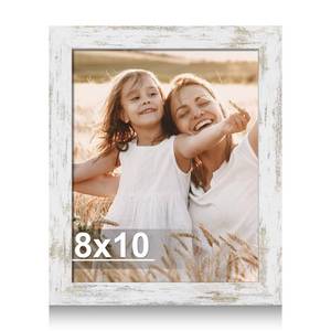 lot 4584 image: Hongkee 8x10 Picture Frame, Made of Real Glass and Wooden Frame, Horizontal and Vertical Display for Wall or Tabletop (Distressed White, 1 Pack) - Retail $10