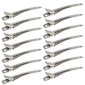 lot 4585 image: 24 Packs Duck Bill Clips, Bantoye 3.5 Inches Rustproof Metal Alligator Curl Clips with Holes for Hair Styling, Hair Coloring, Silver - Retail $12