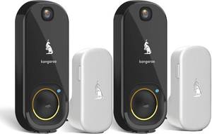 lot 4587 image: Kangaroo Wireless DoorbellChime,HD Camera,Easy Setup,Battery Power,Motion Detection (2 Doorbell2 Chime) - Retail $55