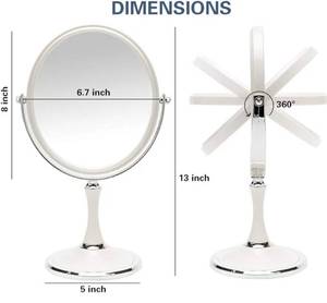 lot 27318 image: Vintage Table Mirror with Stand 8-inch Double Sided Swivel 1X3X Magnification Desk Mirror with Silver Style 13 Inch Height Standing Tabletop Makeup Vanity Mirror(Oval) - Retail $14
