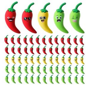 lot 27323 image: 100 Pcs Mini Chili Pepper Figurines to Chili Festival Party Little Fake Hot Peppers Figures Small Jalapenos Statue for Spicy Cook Off Decorations Kitchen Table Decor Gifts School Prizes - Retail $27