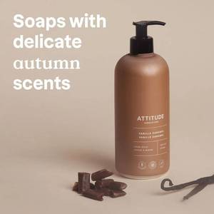 lot 27347 image: ATTITUDE Liquid Hand Soap, EWG Verified, Plant and Mineral-Based, Vegan Personal Care Products, Vanilla Caramel, 16 Fl Oz - Retail $8