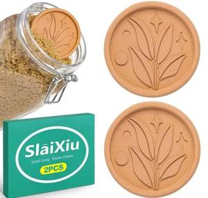 lot 27356 image: 2PCS Reusable Brown Sugar Saver - Food-Safe Terracotta Clay Disc to Keep Sugar Moist, Baking & Storage Essential - Retail $7