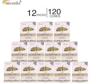lot 27378 image: Vedic White Sage Natural Masala 120 Incense Cones in Pack of 12 Boxes 12 Assorted Fragrances Dhoop Cones  Best for Prayer, Reiki, Meditation and Relaxation  Burn time- 25 Mins, white sage - Retail $10