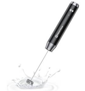 lot 27387 image: Maestri House Rechargeable Milk Frother, LunaFro NS Handheld Electric Foam Maker Waterproof Detachable Stainless Steel Whisk Drink Mixer Foamer for Lattes, Cappuccino, No Stand, black - Retail $20