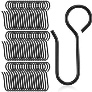 lot 27405 image: 60 Pcs Metal Curtain Track Hooks S Shaped Small Curtain Metal Drape Wire Hooks for Ceiling Drape Track (Black) - Retail $9