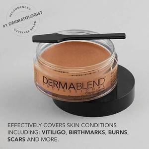 lot 27408 image: Dermablend Cover Cr�me Full Coverage Foundation Makeup, Hydrating Cream Concealer for Dark Circles and Blemishes, Maximum Coverage with Mineral Sunscreen SPF 30, 1 OZ(40W Caramel Beige For medium skin tones with a neutral undertone) - Retail $43