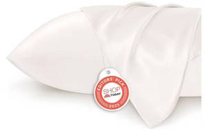lot 27430 image: Bedsure Satin Pillowcase for Hair and Skin Queen - Ivory Silky Pillowcase 2 Pack with Envelope Closure, Similar to Silk Pillow Cases, Gifts for Women Men, 20x30 Inches, 2pcs - Retail $12