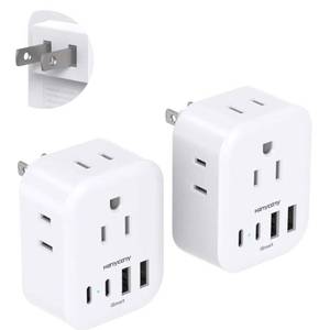 lot 27444 image: 2 Pack US to Japan Travel Plug Adapter, HANYCONY Japan Power Adpter with 4 Outlets 4 USB Ports(2 USB C), Type A Plug Adapter for American USA to Japanese China Canada Mexico Philippines Peru500 bought in past month - Retail $18