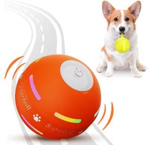 lot 27445 image: Interactive Dog Toys Dog Ball,Newly Upgraded Durable Motion Activated Automatic Rolling Ball Toys forSmallMediumLarge Dogs, USB Rechargeable (orange) - Retail $25