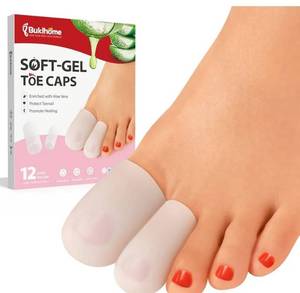 lot 27448 image: Silicone Toe Protectors - 12 Pack Gel Toe Sleeves Toe Protectors - Toe Caps with Aloe Vera Essential Oils - Toe Cushions for Pain Relief, Toe Protection for Corns, Calluses (8L  4S) - Retail $13