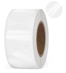 lot 27463 image: Clear Round Label 1 Inch Circle Sticker Self-Adhesive Transparent Dot Wafer Seal Label Waterproof Removable for Retail Package Envelope Roll of 500 PCS - Retail $8