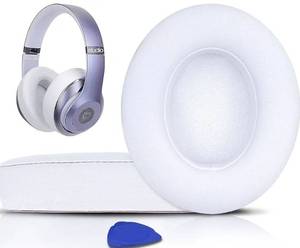 lot 27475 image: Replacement Ear Pads Cushions for Beats Studio 2 & Studio 3 Wired & Wireless Headphones, Earpads with Soft Protein Leather, Noise Isolation Memory Foam Added Thickness - White - Retail $19