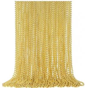 lot 27479 image: 48 Pack 33 Inch Gold Mardi Gras Plastic Beads Necklaces - Party Favors for Parade Throws, Festival Decorations, Wedding, Birthday Celebrations & Costume Dress UpOverall Pick - Retail $10
