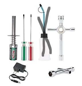 lot 27480 image: RC Nitro Starter Glow Plug Igniter Charger Tools Fuel Bottle Combo for Redcat HSP Nitro Powered 18 110 RC Car - Retail $20