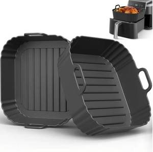 lot 27484 image: Square Silicone Air Fryer Liners 2 Pack, Compatible with Ninja AF141 181, 8.5 Inch Air Fryer Liners for COSORI 5-6.5 QT, Reusable Silicone Basket, Air Fryer Accessories - Retail $10