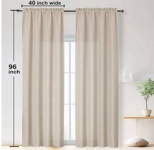 lot 27489 image: Bob Linen Curtains 96 Inches Extra Long 2 Panels Set for Living Room Bedroom, Light Filtering Faux Linen Textured Rod Pocket Window Curtains, Cortinas para Sala, 40Wx96L Inches, Linen - Retail $20