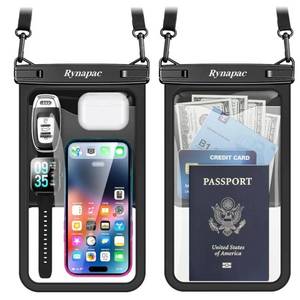 lot 27501 image: Large Waterproof Phone Pouch Up to 10 - 2 Pack IPX8 Waterproof Phone Case for iPhone 17 16 15 Pro Max Galaxy S26 Ultra, Touchscreen & Underwater Photography, Beach Cruise Essentials 2026 - Retail $19