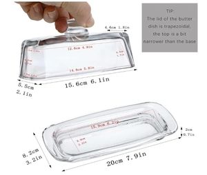 lot 27503 image: 8 Art Glass Butter Dish with Lid, Classic Covered 2-Piece Butter Container For Countertop, Multi-Purpose Preserving Serving Dessert Tray Bowl, Dishwasher Safe - Retail $13