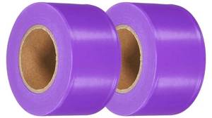 lot 27515 image: 2Pack Flourescent Purple Flagging Tape, 1.5 x 150 ft Non-Adhesive PVC Neon Ribbon Marking Roll Survey Tape for Tree Marking, Trail Marking - Retail $10