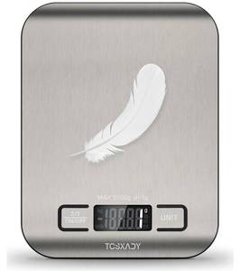 lot 27518 image: Food Scale, 11lb Digital Kitchen Scale with 6 Units LCD Display and Tare Function, Compact Design for Baking, Healthy Cooking, Meal Prep, 304 Stainless Steel(small dent on the right) - Retail $7