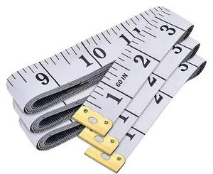 lot 27524 image: 3-Pack Tape Measure Body Double Scale Soft Measuring Tape 60inch (150cm), Flexible Sewing Cloth Craft Fabric Ruler for Body Measurements & Weight Loss, Accurate & Easy to Read Large Clearly Numbers - Retail $5