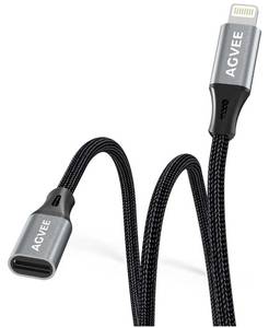 lot 27530 image: AGVEE 2 Pack 1ft Lightning Extension Cable, Braided Female to Male Extender Full Function Cord Compatible with iPhone iPad, Data Sync Video Audio & Charging Connector Adapter, Dark Gray - Retail $12
