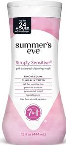 lot 27534 image: Summers Eve Simply Sensitive All-Over Daily Feminine Wash, Gentle pH-Balanced Body Wash for Women, Removes Vaginal Odor, 15 Fl Oz - Retail $5