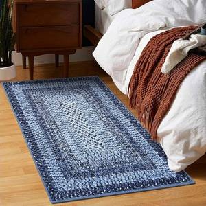 lot 27550 image: 2x3 Entryway Rug Small Bedroom Area Rug Braided Printed Mat for Living Room Farmhouse Kitchen Mat Indoor Non Slip Rustic Throw Carpet Machine Washable Rug for Sink Under Table, Navy - Retail $29