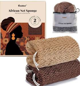 lot 27553 image: African Net Sponge Authentic, Shower Loofah Exfoliating Bath Sponge, Body Scrubber for Women and Men Daily Use Body Care, Travel Portable Bath Accessories Gifts for Women  - Retail $10