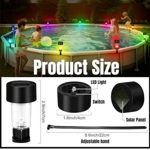 lot 27554 image: Pool Solar Lights for Framed Above Ground Pools Waterproof Solar Light Outdoor Swimming Pool Fence Decorations Pool Accessories Night Lights(warm Light,4 Pcs) - Retail $8
