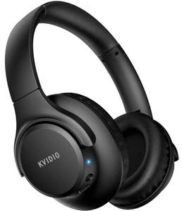 lot 27558 image: KVIDIO Bluetooth Headphones Over Ear, 65 Hours Playtime Wireless Headphones with Microphone, Foldable Lightweight Headset with Deep Bass, HiFi Stereo Sound Low Latency for Travel Work Cellphone - Retail $25