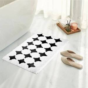 lot 27561 image: Luxury White Rhombus Stars Bathroom Rug, 17x25 Classic Extra Soft and Absorbent Microfiber Bath Rugs, Non-Slip Plush Shaggy Bath Carpet for Bathroom Floor - Retail $16