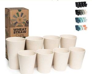 lot 27563 image: Grow Forward Premium Wheat Straw Cups - 13 & 20 oz Unbreakable BPA Free Hard Plastic Cups - Reusable Lightweight Plastic Drinking Glasses for Kitchen, Outdoor, Water, Camping, RV - Sahara - Retail $18