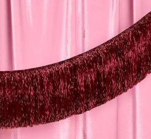 lot 27573 image: Fetti Burgundy Fringe Banner - 4 ft  Bachelorette Decorations, Cute Birthday Photo Booth, Party Backdrop, Wine Bday Supplies - Retail $12