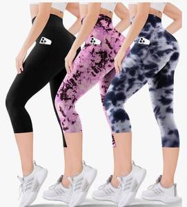 lot 27605 image: Womens High Waisted Capri Buttery Soft Tummy Control No See Through Workout Athletic Running Yoga Cycling, 2XL - Retail $20