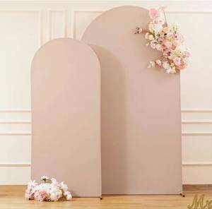 lot 27609 image: Nude Arch Covers Set of 2-7.2 and 6ft Nude Arch Backdrop Cover Spandex Wedding Balloon Arch Stand Covers for Baby Shower Birthday Party Bridal Shower Photo Arch Covers Stretchy Backdrop - Retail $33