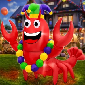 lot 6707 image: TURNMEON 6-Foot Mardi Gras Inflatable Lobster with LED Lights