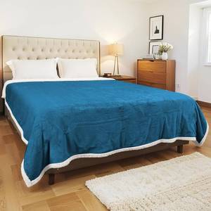 lot 6711 image: Electric Heated Blanket Twin 62x84, Flannel, 10 Settings Lake Blue