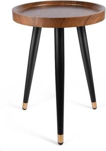 lot 6730 image: $50 2 pack Plant Stand Indoor, Walnut Wood Plant Table, Metal Stand