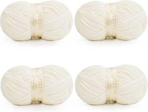 lot 6733 image: Velvet Chenille Yarn for Crocheting & Knitting, 1440 Yards, Cream