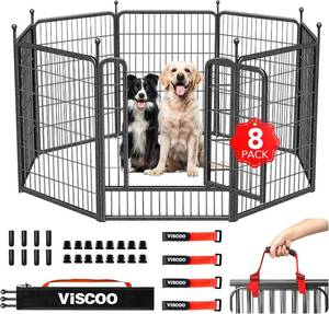 lot 6735 image: $100 Dog Playpen Outdoor, 8 Panels, 40 High, Heavy-Duty Metal Pen
