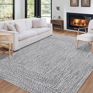 lot 6744 image: $130 ROYHOME 9x12 Area Rug - Machine Washable, Non-Slip, Grey