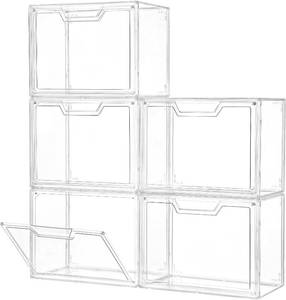 lot 6762 image: $56 Freebat Stackable Clear Acrylic Storage Organizers Case, 5-Pack