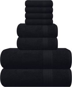 lot 6769 image: GLAMBURG 8-Piece Ultra Soft Towel Set - 100% Ring-Spun Cotton